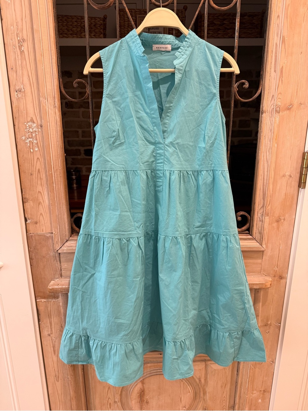 Rosso35 Turquoise Tiered Sleeveless Cotton Dress
